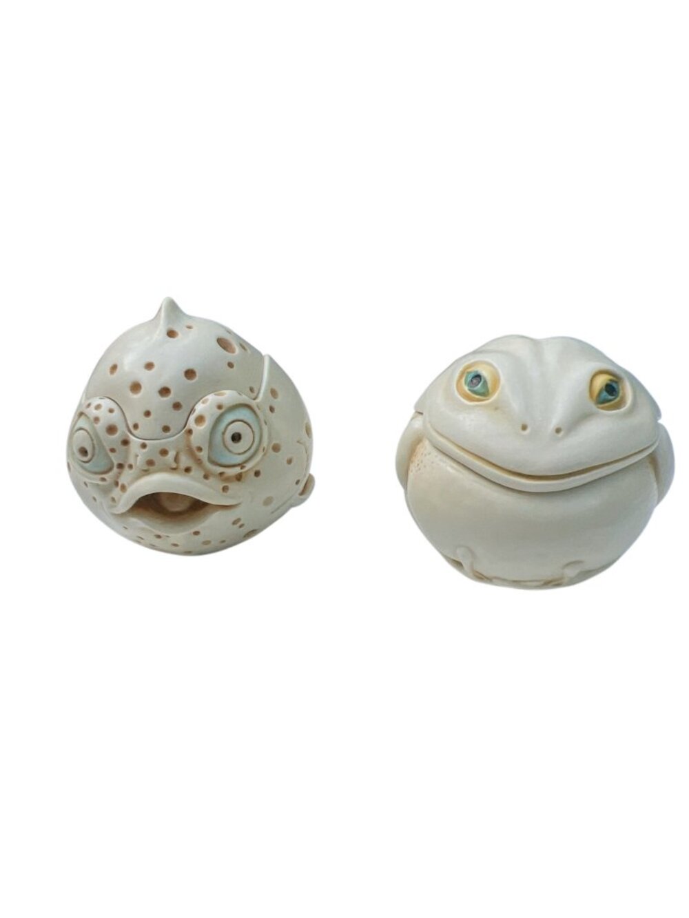 Harmony Kingdom Ceramic Frog & Fish Trinket Boxes With Lids Handcrafted Animal